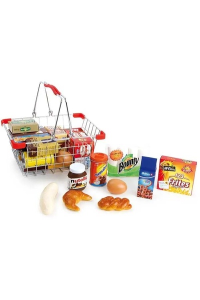 NO BRAND Coș de cumpărături metalic cu produse Small Foot