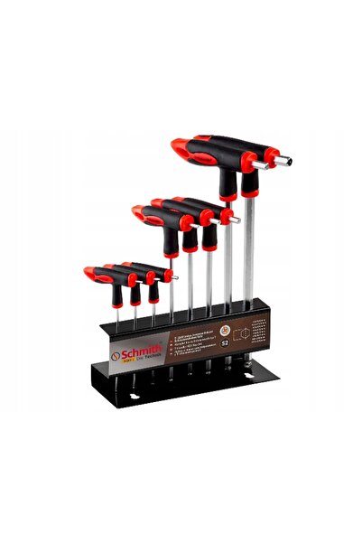 SCHMITH Set de chei imbus tip T H2-H10, 8 piese, cu suport