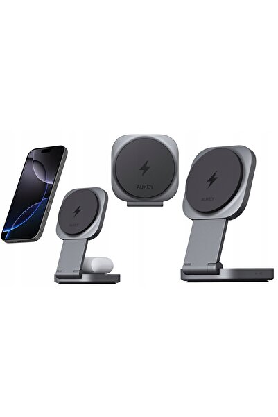 NO BRAND Încărcător wireless 2 în 1 AUKEY Apple iPhone Airpods MagFusion L Ma...