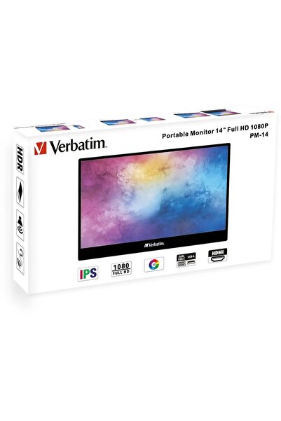 Verbatim Monitor portabil Full HD 1080p de 14 inch, negru