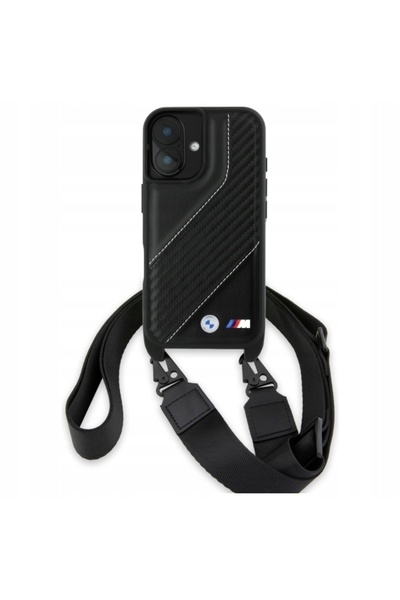 NO BRAND Husă pentru iPhone 16 Plus Ediția BMW M cu dungi și curea, cu șnur