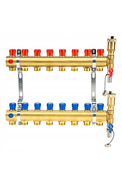 Perfexim Distribuitor de încălzire pentru radiator, cu 8 căi, cu robinete, di...