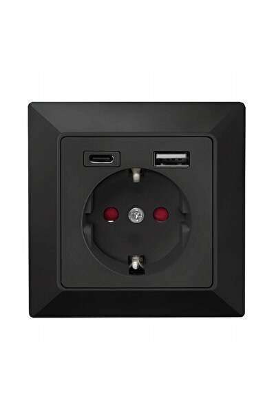 LogiLink Priză electrică încorporată USB-C USB-A 14W 5V, neagră