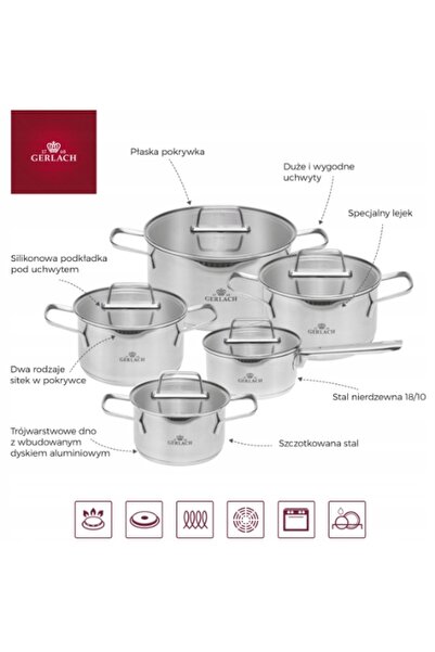 Gerlach Set de mobilier de bucătărie 10 piese cu capace + grătar Granitex