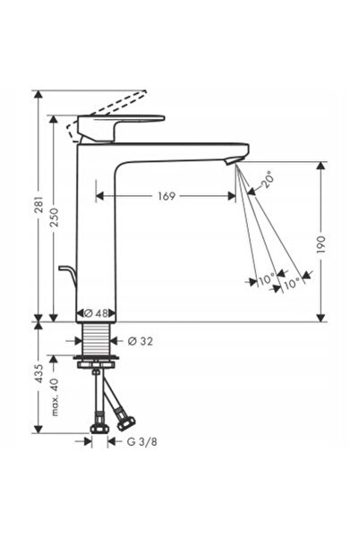 Hansgrohe Vernis Blend 190 71552000 Baterie de chiuvetă cromată pentru baie