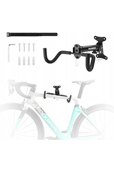 ROCKBROS Suport de perete pliabil pentru bicicletă, cu cârlig pentru cască, 2...