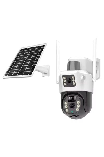 DealsReall Cameră de supraveghere WiFi cu panou solar 6MP, 355 °   Rotație, V...