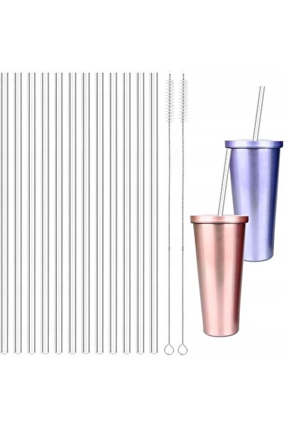 NO BRAND 12 paie pentru Stanley 12 ml + 2 perii reutilizabile pentru paie Sta...