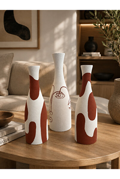 pinaart Decorative Wooden Vase Flower Pot Set of 3 Sizes 20cm 18cm 18cm