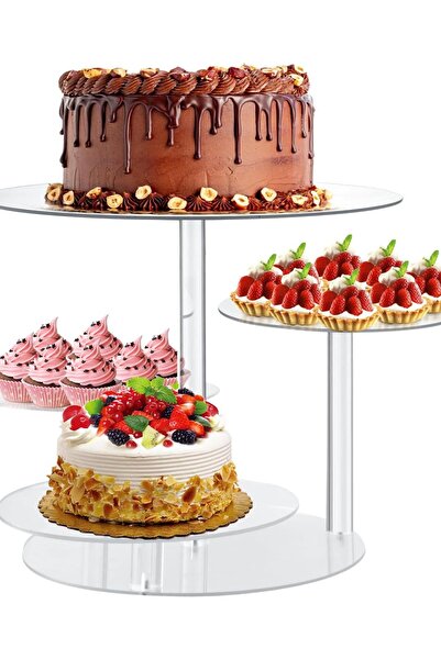 Dotail Tiered Cake Stand, 4 staggered tiers, easy to disassemble, 30 x 24 x 3...