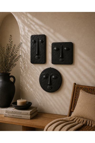 MoonArt Viva Trio Minimalist Yüz Figürlü 3’lü Duvar Dekoru