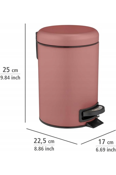 Wenko Coș de gunoi cu capac, mic, 3 l, metalic, pentru baie