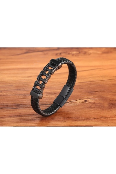 NO BRAND Brățară bărbătească tip lanț, stil motocicletă, ecologică, 22 cm