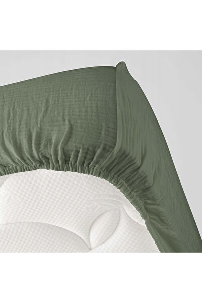 Douceur D'INTERIEUR Cearșaf de pat cu elastic din muselină verde 160x200 bumbac