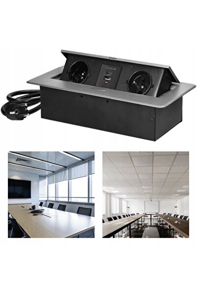 Orno Priză retractabilă pentru masă cu încărcător 2x USB A+C, cablu de 1.5m, ...
