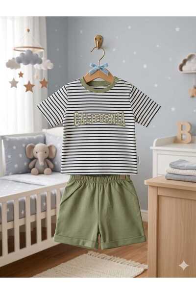 DOLCE KİDS Summer Double-Striped Men's Suit with Shorts
