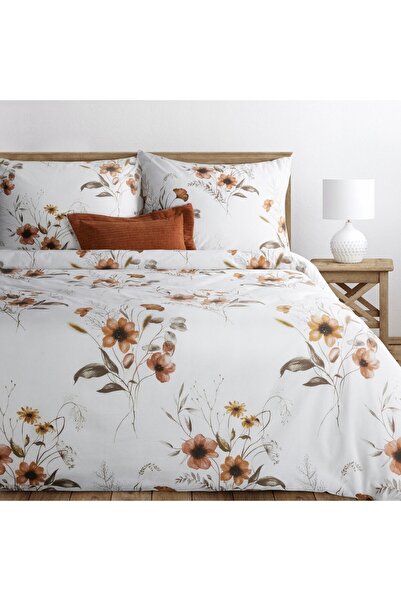 Eurofirany Lenjerie de pat 160x200cm, 100% bumbac, set cu flori, moale