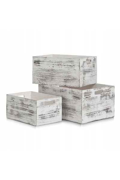 zeller Cufăr rustic alb 40x30x20