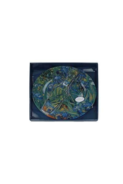 NO BRAND Farfurie decorativă din sticlă 30 cm cu model paletă Iris - V. van G...