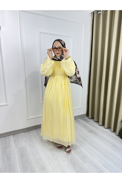 Sovel Z-929 Guipure Fabric Waist Belt Detailed Dress