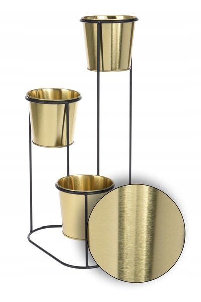 Progarden Suport metalic pentru flori cu 3 ghivece Glamour, 3x ghivece metali...