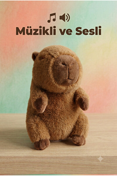 vattara Capybara Sesli Ve Müzikli 25Cm Sevimli Peluş Oyuncak Yumuşak Kapibara