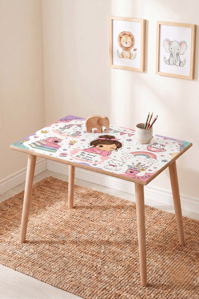 DeepCraft Best Quality Desenli Montessori Çocuk Çalışma Masası, Çocuk Odası A...