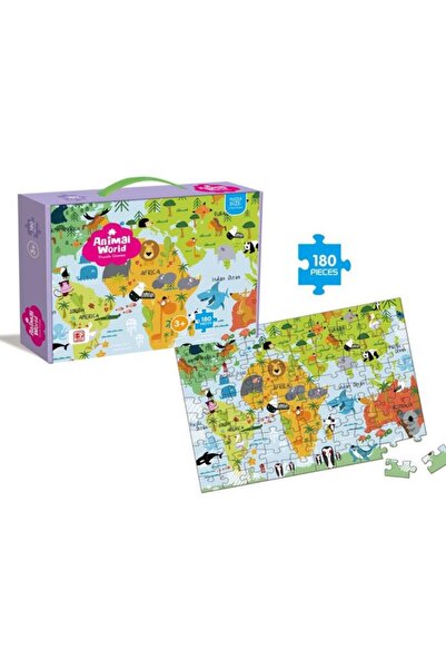 PlayFun Puzzle 180pcs, educational Loka harta lumii animale Piese - Jucarie p...