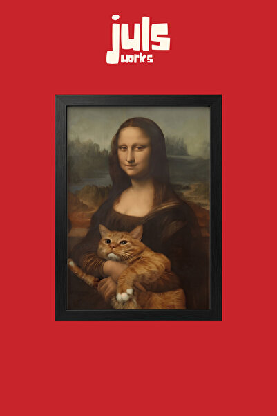 Juls Works Mona Lisa ve Kedi Poster Tablo Modern Koleksiyon Duvar Sanatı No:068