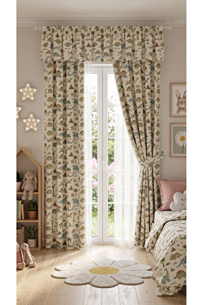 TOLLY PAW Baby & Kids Curtain Colored 2-Wing Cornice Short Background Curtain...