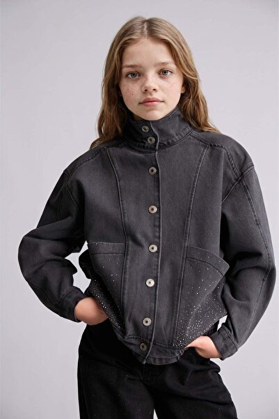 DeFacto High Collar Jean Jacket Girls I2643A826Au
