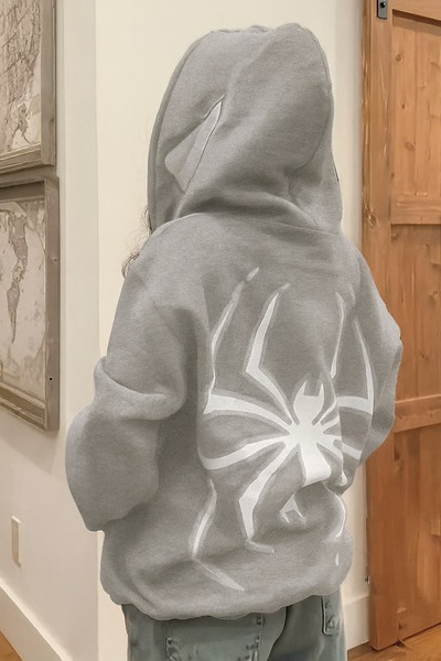JANTIL MODA Unisex 3 Thread Kangaroo Pocket Hooded Sweatshirt Custom Spider P...