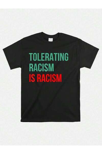21JNRY Men's -Slogan T-Shirt - "Tolerating Is" Statement Tee, Black With Gree...