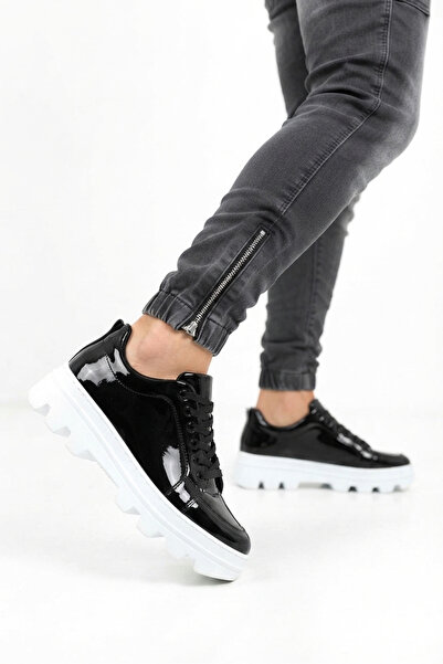 Zerenyus Zrk-X056 Premium Tractor Sole Black and White Patent Leather Men's S...