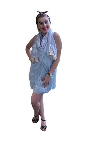 OEM Esarfa rafinata cu franjuri, design de broderie crem pe fond gri