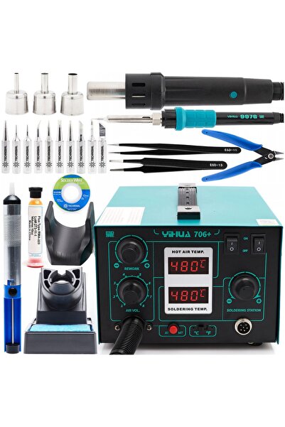 TECHREBAL Stație de lipit Yihua 706+ 10 vârfuri 2 pensete Accesorii pentru lipit