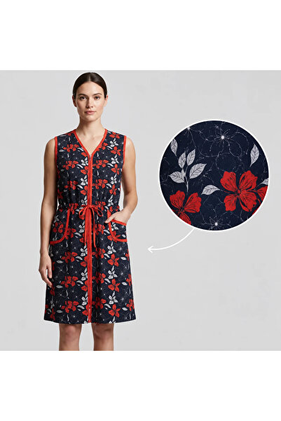 Serena Capot Damă cu Fermoar și Buzunare-cu Imprimeu Floral Modern