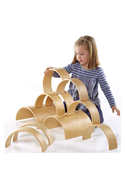 Guidecraft Tuneluri și arcade din lemn, set de 10 piese