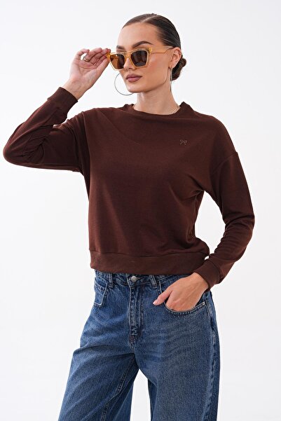 ŞİMAL Women's Bow Embroidered Two-Thread Sweatshirt 255326 - 265044