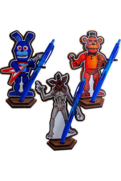 OEM Set 3 Figurine Fnaf Bonnie Freddy Stranger Things Demogorgon, lemn