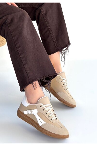 Generic Brand Mier Beige Leather Laced Sports Shoes