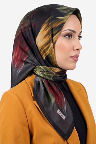 hadiora Women's Gray Black Brush Pattern Ready-To-Wear Cotton Muslin Hijab
