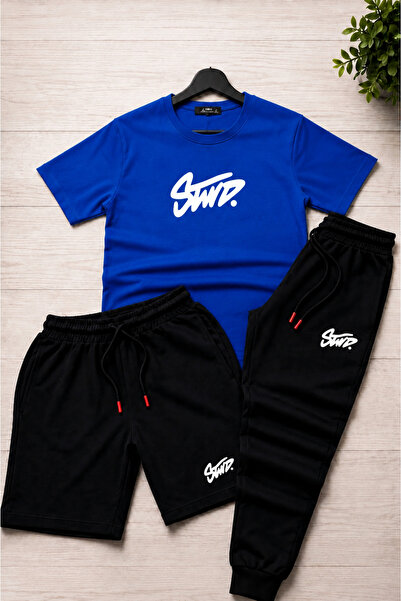 Velkoz 3 Piece Swd Black Tracksuit Set (T-Shirt, Shorts, Sweatpants)