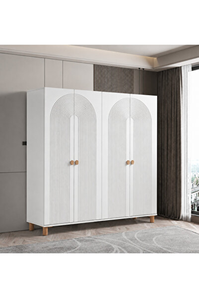 Pema Home Elegance %100 MDF Membran 4 Kapaklı Dolap Gardırop Aynasız