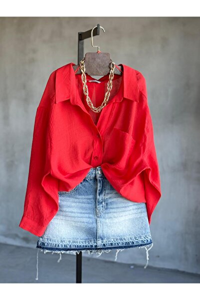 By Pakize Premium Düşük Omuzlu Oversize Gömlek