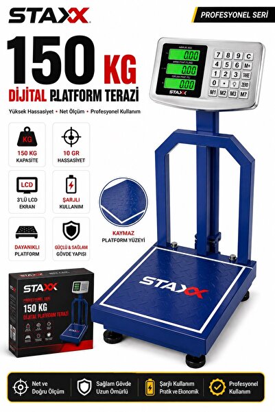 STAXX POWER Yüksek Hassasiyet 150 KG Dijital Platform Terazi | 10 Gr Hassasiy...