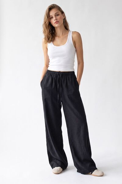 Hiccup MIXRAY Pantaloni Palazzo Cu Croi Larg Din Tencel