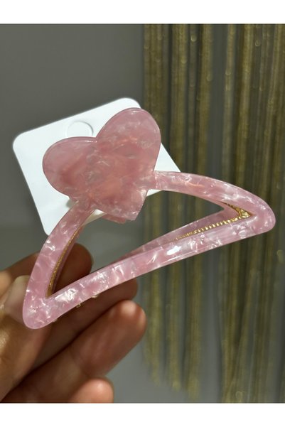 MODA Pink Heart Figured Acetate Hair Clip