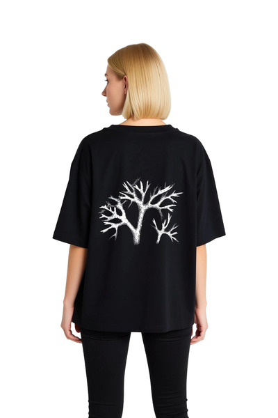 PayBuy Women's Oversize T-Shirt Branching Tree Pattern Digital Print Short Sl...