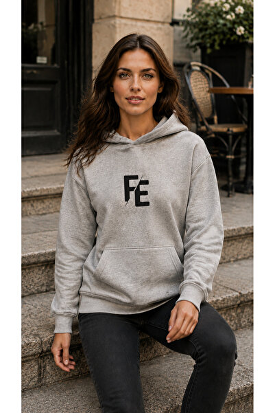 caddekombin Women's F and E Letter Printed Hooded Casual Basic Sweatshirt wit...